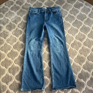 Women's Mid-Blue Flare Jeans — Wide Leg High-Rise